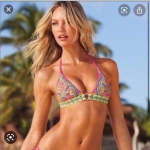 Victoria’s Secret small neon paisley halter bikini top